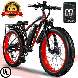1500W Peak Motor Mountain E-Bike, 60-Mile Range