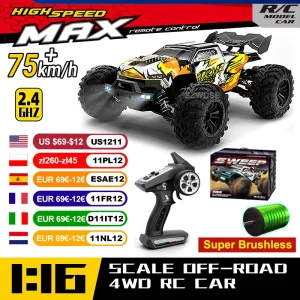 75KM/H 4WD RC Monster Truck with LED Lights