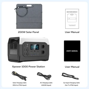 1800w Portable Power Station, 1024Wh  Battery, 200w Solar Panel  Generator